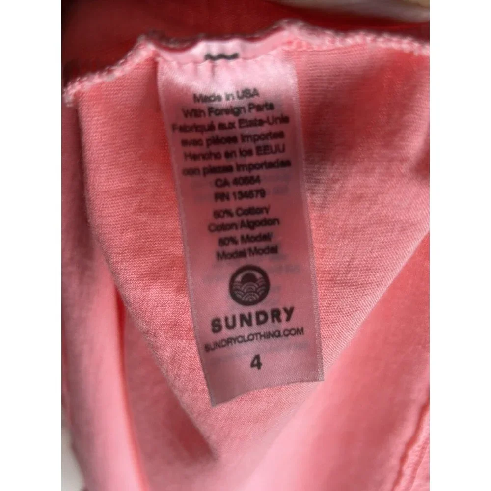 Sundry Nordstrom Basic Tee Womens Size 4 (Large) Pop Peach Scoop Neck Shirt NEW - Picture 4 of 4